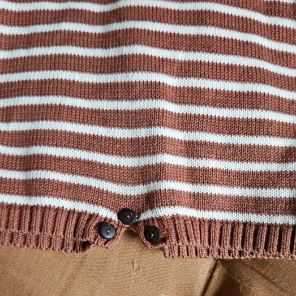 Fin & Vince Striped Brown and White Kids Knit One Piece - Picture 4 of 6